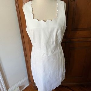 J.Crew Factory NWT white scalloped sheath dress sz 6